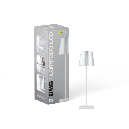Lampada led smart-j es1654a-3 da tavolo argento [a003009]