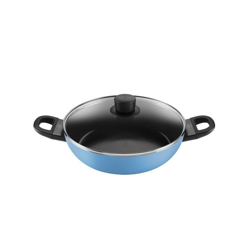 Padella ballarini caprera tegame con coperchio 28cm 2 manici blu