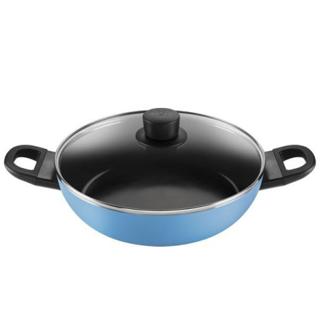 Padella ballarini caprera tegame con coperchio 28cm 2 manici blu