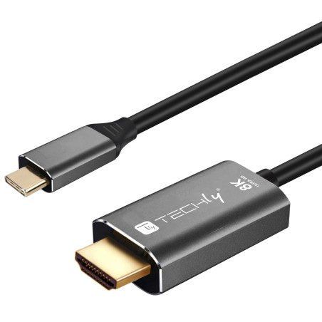Cavo adattatore techly usb-c-hdmi 8k 1.8m nero