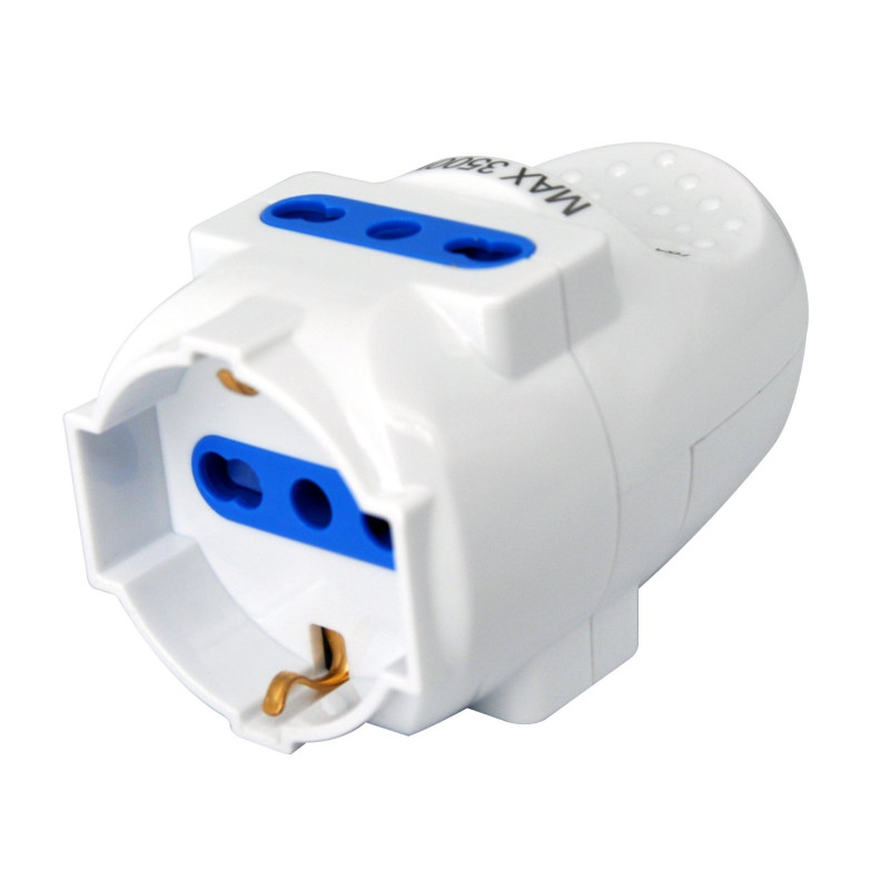 Multipresa volante techly 1x 10/16a/schuko e 2x10/16a bipasso bianco