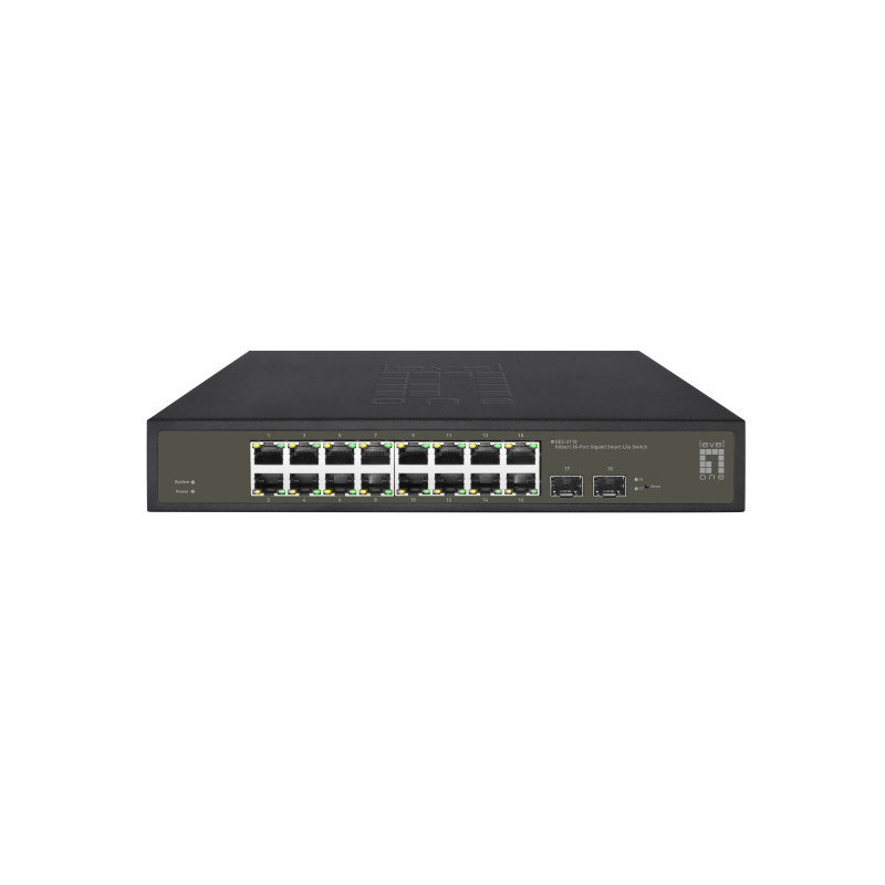 Switch levelone gestito l2 19'' 18xrj45 16xpoe+ 2xgsfp nero