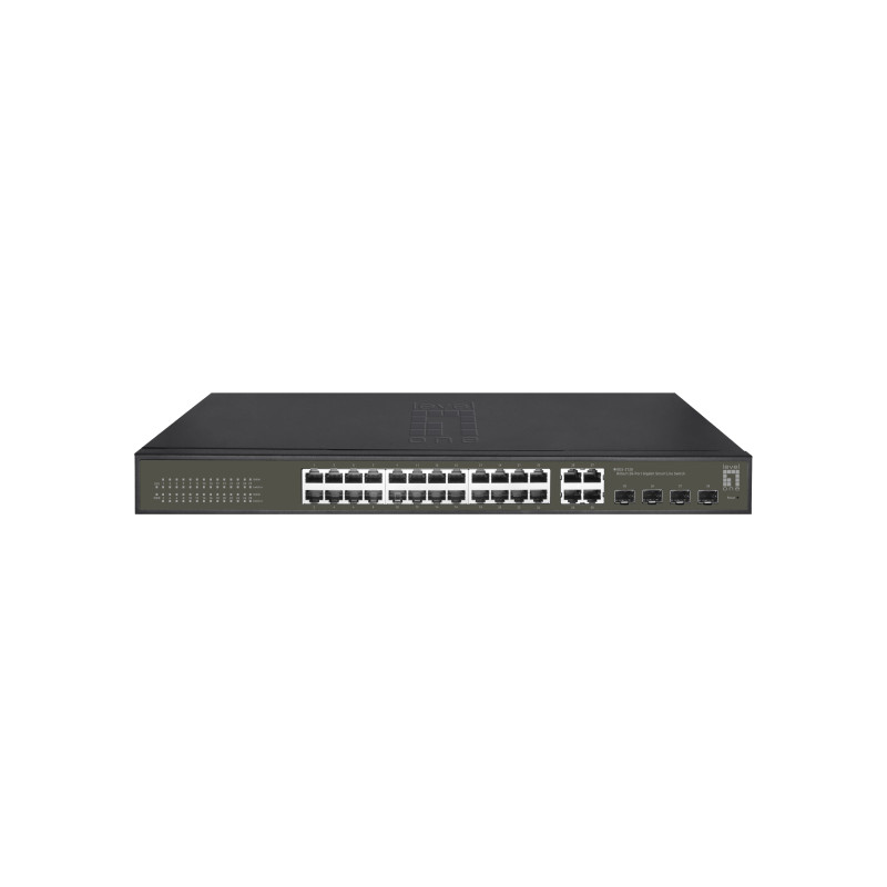 switch levelone gestito l2 smart lite 24xrj45 4xsfp 19" nero