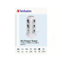 Multipresa verbatim power tower eu a torre 11xac/2xusb/2xusb tipo