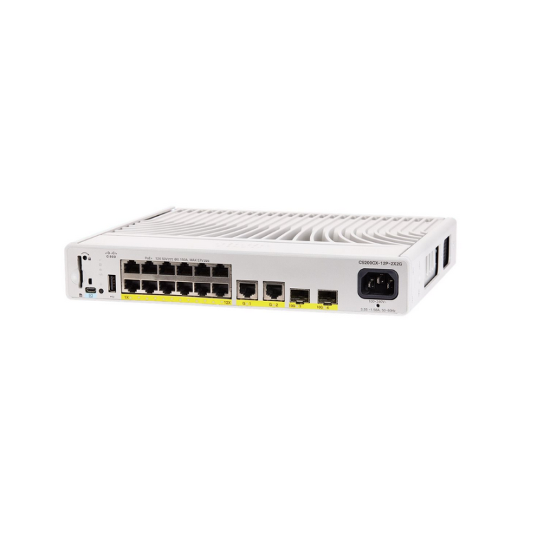 Switch cisco catalyst 9200cx compact poe+ 240w 12-porte bianco