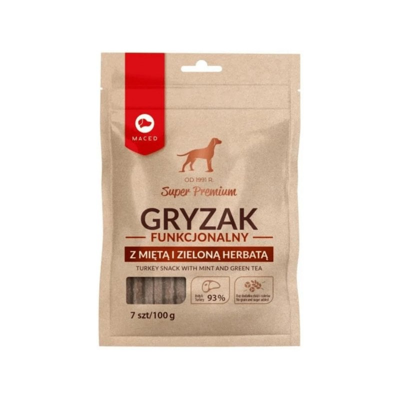 Mangime secco maced di tacchino con menta e tÃ¨ verde per cani 100g