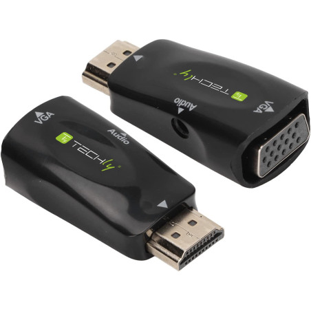 Adattatore video techly mini hdmi a vga con audio jack 3.5mm nero