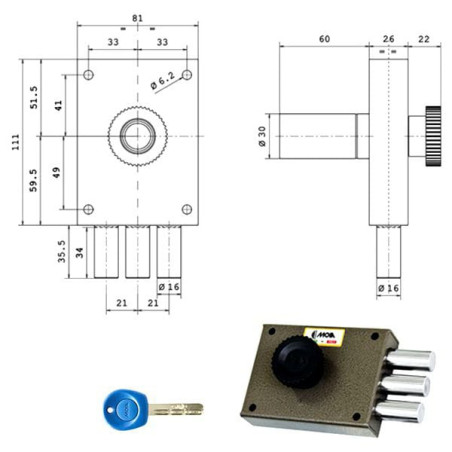 Serratura ferroglietto pompa 2m dx j320 moia [j320dx]