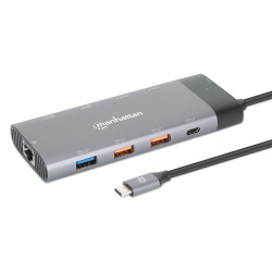 Docking station manhattan usb-c pd per doppio monitor 8k multiporta