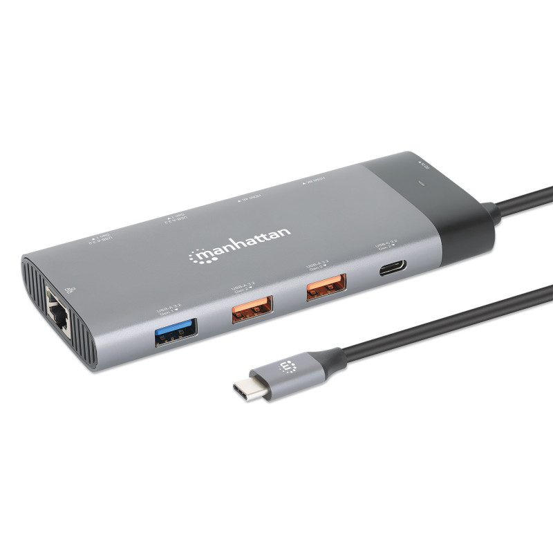 Docking station manhattan usb-c pd per doppio monitor 8k multiporta