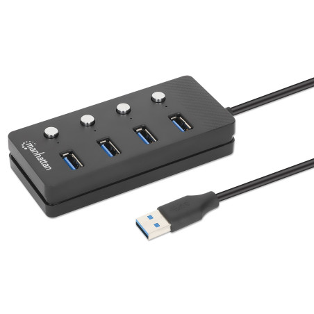 Hub manhattan usb 3.0 4 porte type-a con interruttori per singola