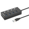 Hub manhattan usb 3.0 4 porte type-a con interruttori per singola