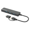 Hub manhattan usb 3.2 gen1 4 porte combo usb-a/c nero