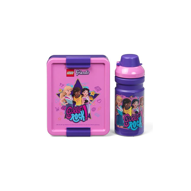 Set pranzo lego friends girls rock portapane17x13.5x7cm borraccia17x6.5x6.5cm/390ml