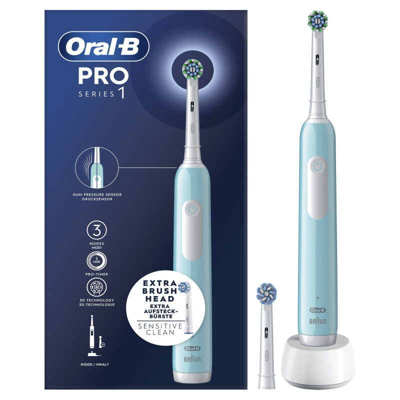 Spazzolino elettrico oral b pro series 1 con 1 testina azzurro/bianco