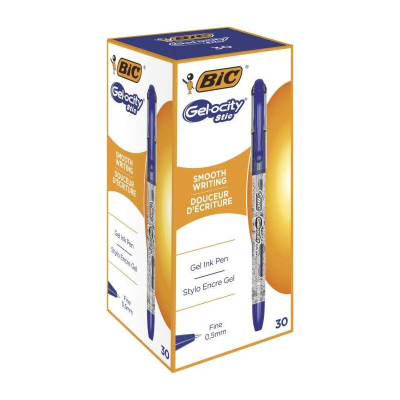 Penna bic gelocity stic 0.5 transparente/blu 30pz [cel1010265]