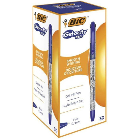 Penna bic gelocity stic 0.5 transparente/blu 30pz [cel1010265]