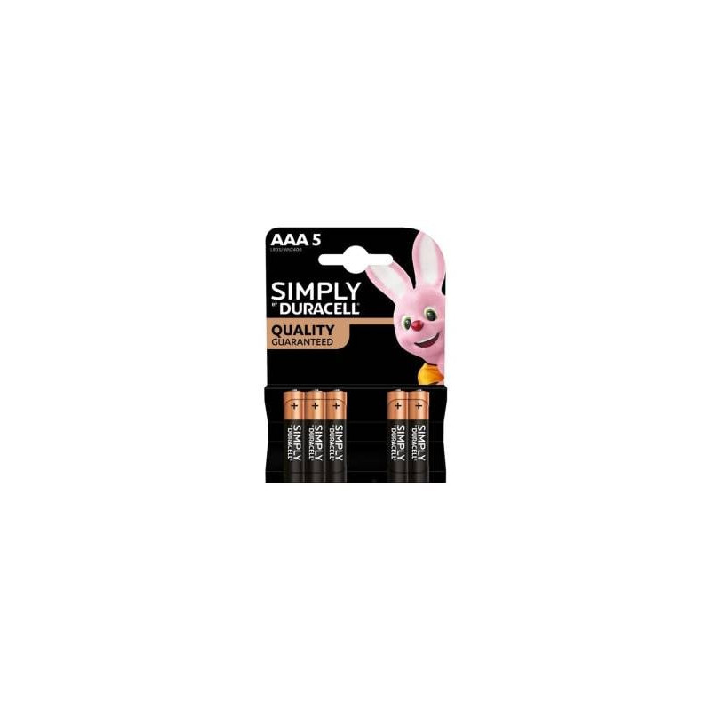 Batteria aaa duracell simply 1.5v monouso alcalina 5pz [lr03/mn2400/s]