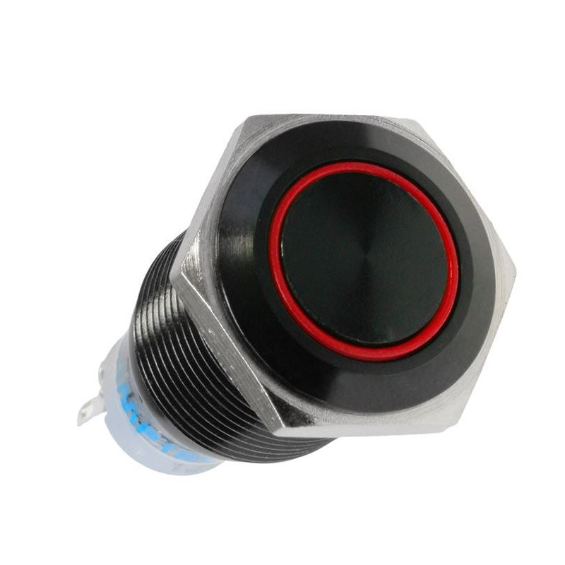 Interruttore antivandalismo lamptron 19mm blackline/rosso