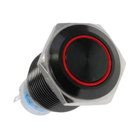 Interruttore antivandalismo lamptron 19mm blackline/rosso