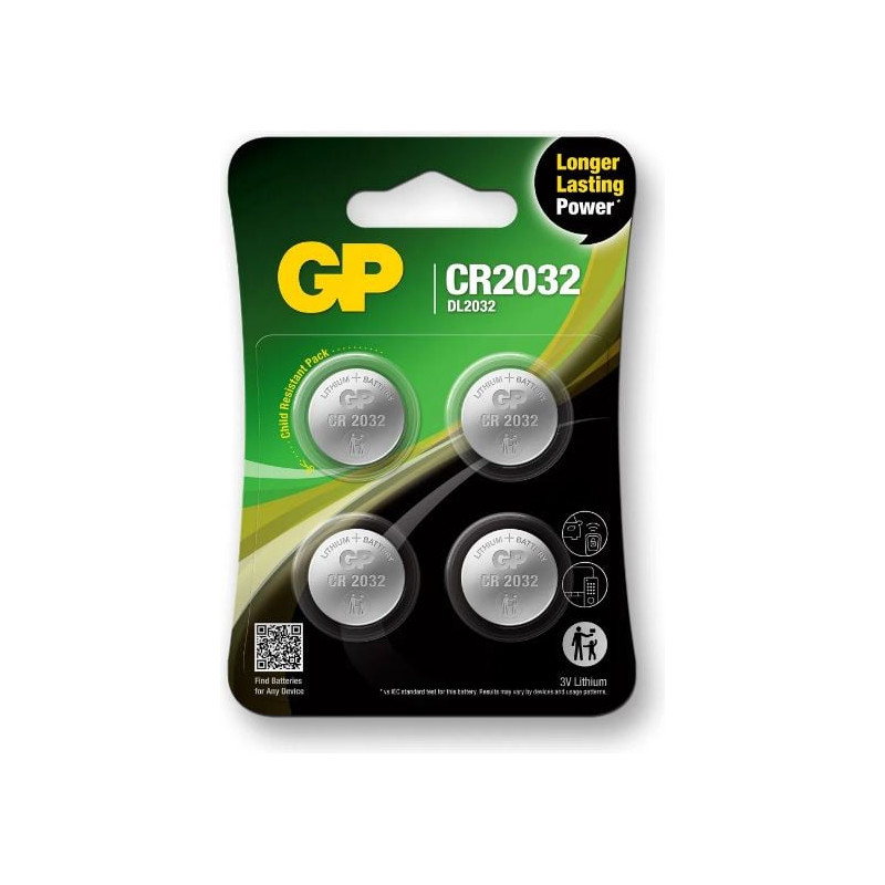 Pile gp batteries a bottone limno2 3v 165mah 4pz [cr2032]