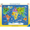 Puzzle ravensburger per bambini mappa del mondo con animali multicolore