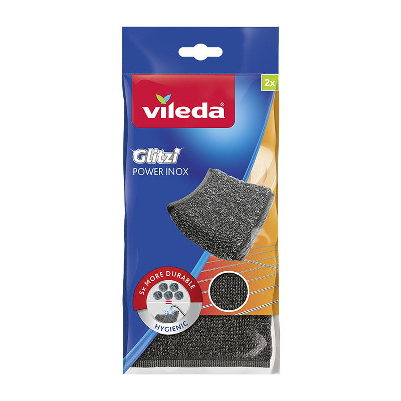 spugna metallica vileda glitzi power inox grigio 2pz [141656]