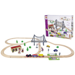 Set da gioco eichhorn bahn ferroviario con ponte multicolore 55pz