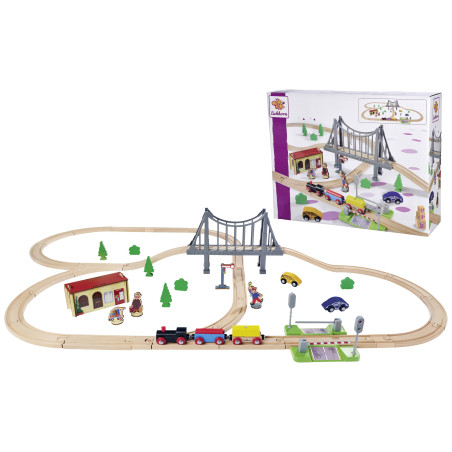 set da gioco eichhorn bahn ferroviario con ponte multicolore 55pz