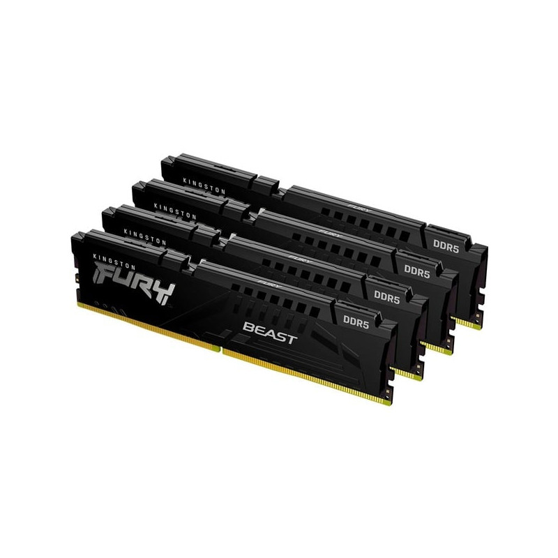 Ram dimm ddr5 128gb kingston fury beast 200 4x 32gb nero [kf552c40bbk4-128]