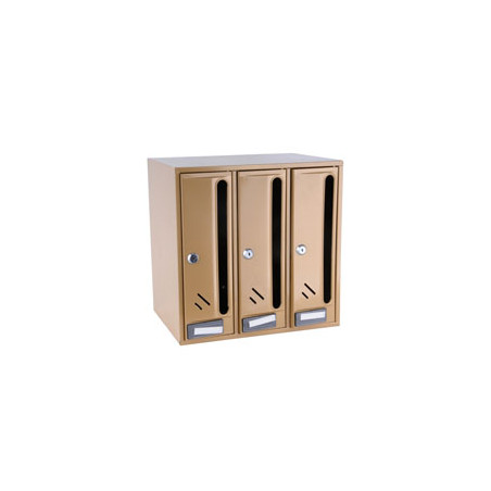 Casellario postale verticale acciaio bronzato 3 posti