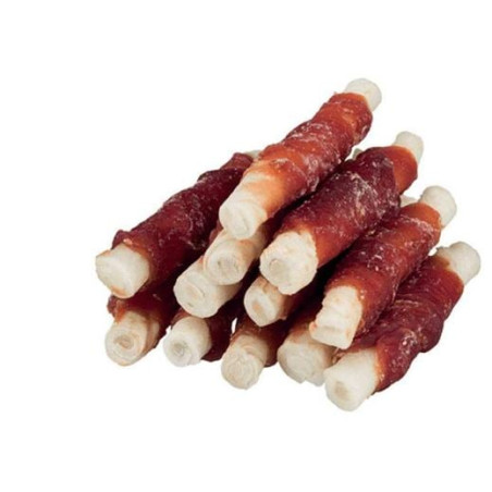 Masticabile maced bastoncino di pelle grezza spesso avvolto in anatra