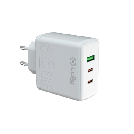 Alimentatore di rete celly da parete 1usb+2usbc/65w bianco [tc3gan65wevowh]