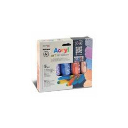 Tubetti di vernice acrilica primo metallizzata 75ml multicolore 5pz