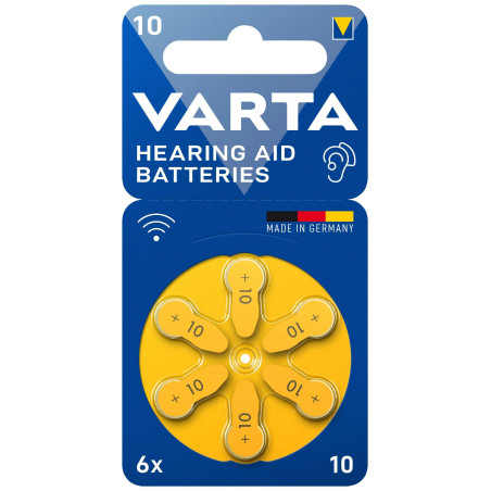 Batterie a bottone varta per apparecchi acustici v10 1.4v 6pz