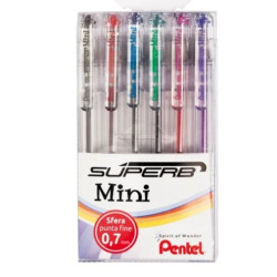 Taschetta 6 penna sfera mini superb tratto 0.27mm pentel [0022284]