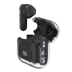 Auricolari celly true wireless nero con custodia trasparente [sheerbk]