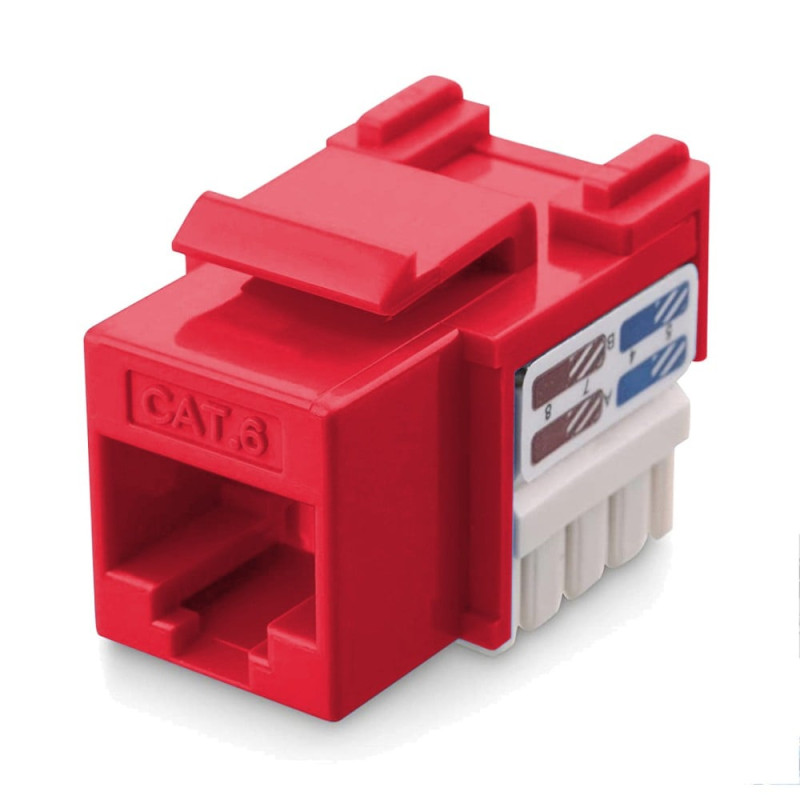 Frutto keystone techly rj45 cat.6 utp idc 90grado rosso
