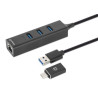 Hub usb 3.0 manhattan tipo-c e a con 3porte combo con adattatore