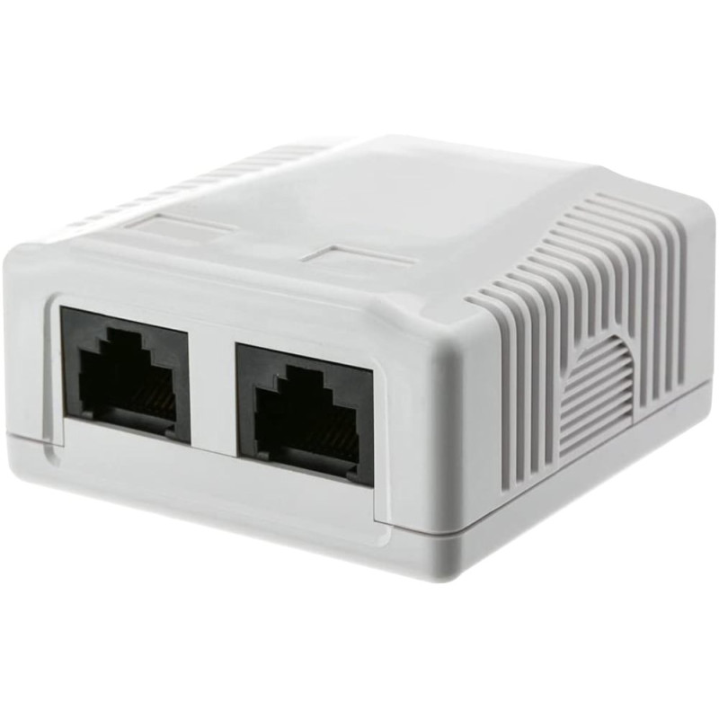 Presa a muro techly con 2 frutti rj-45 cat.6 utp beige [366297]