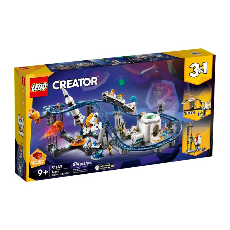Set da gioco lego creatore 3 in 1 montagne russe spaziali 874pz [31142]