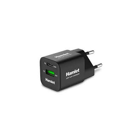 Alimentatore da rete hamlet 30w + qc 18w nero [xpdc-g3018q]