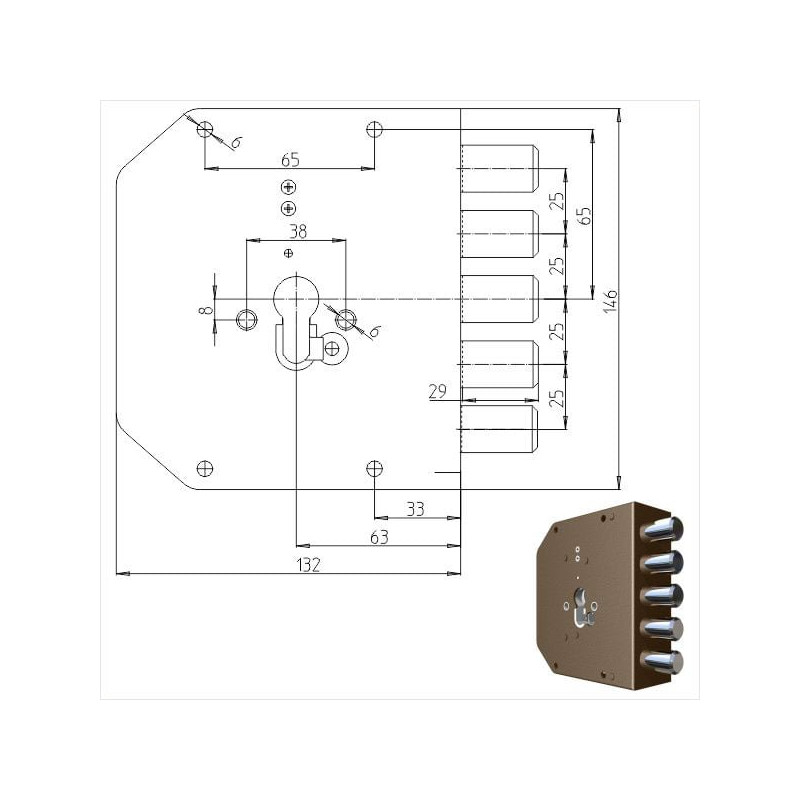 Serratura cilindro cr semplice dx 2000pe mc[2000g-01mc]
