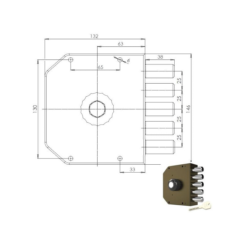 serratura pompa cr semplice sx 3000 mc [3000p51mct200/29]