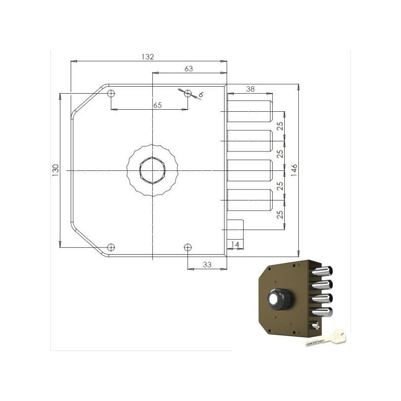 serratura pompa cr semplice sx 3050 mc [3050p51mct200/29]