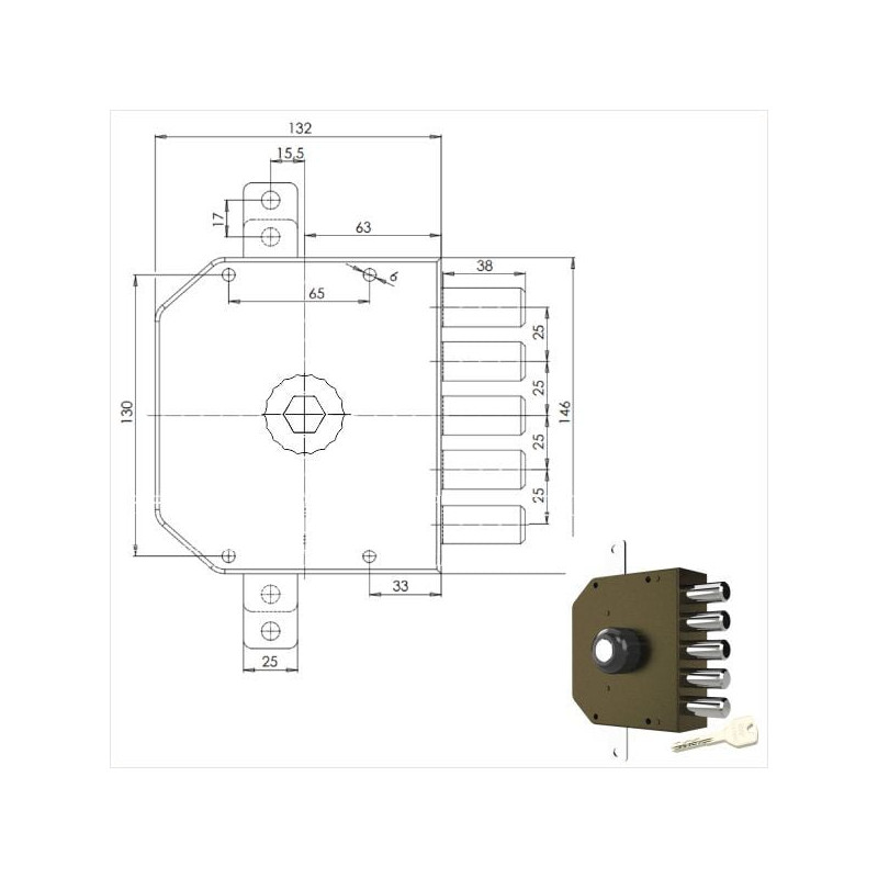 Serratura pompa cr triplice sx 3200 mc [3200p51mct200/29]