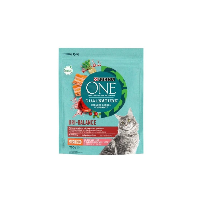 Cibo secco per gatto purina one dualnature uri-balance sterilised