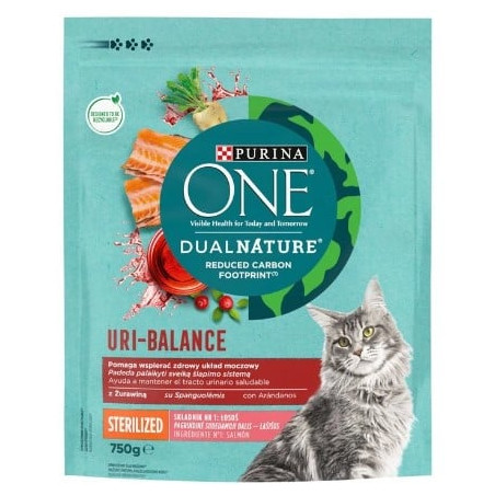 Cibo secco per gatto purina one dualnature uri-balance sterilised