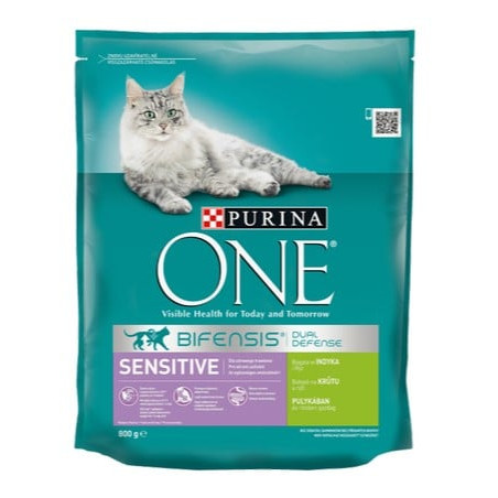 Cibo secco per gatto purina one sensibile al tacchino 800g
