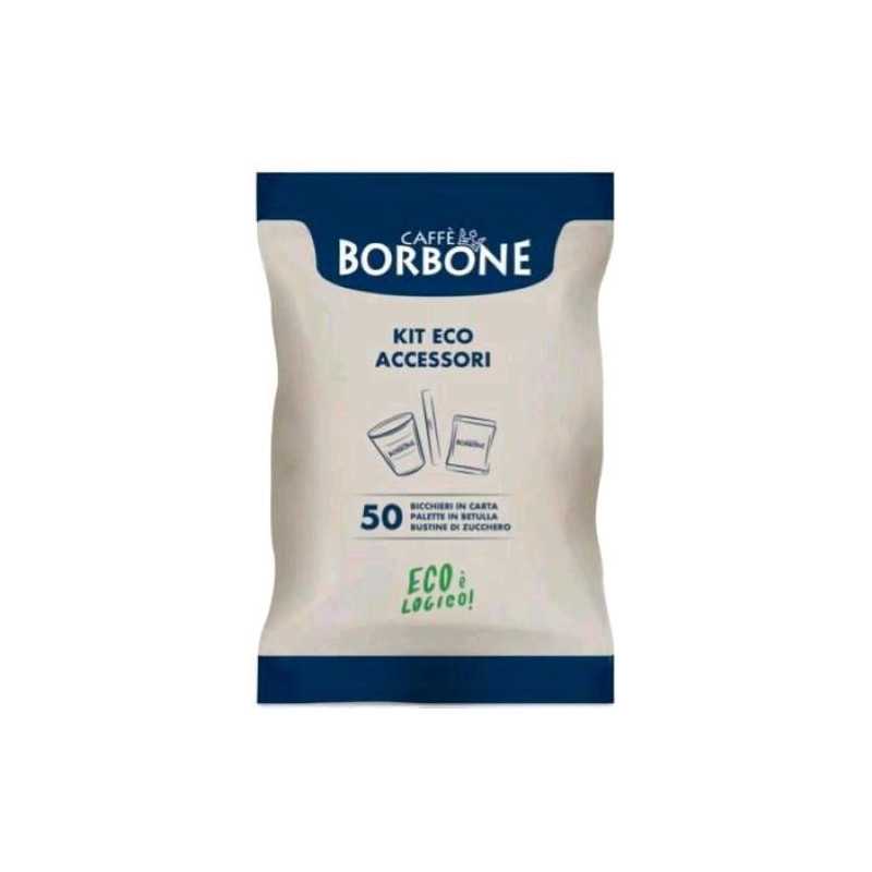kit accessori caffe borbone ecologico 50pz bicchierini+bus zucc+palette